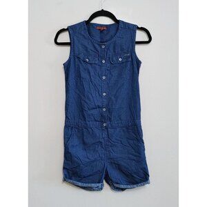 7 For All Mankind Chambray Romper Girls Size XL  Sleeveless Button Up